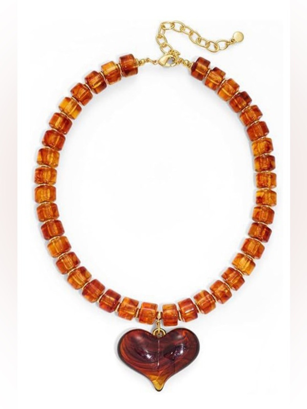 Heart Pendant Bead Necklace (7561)